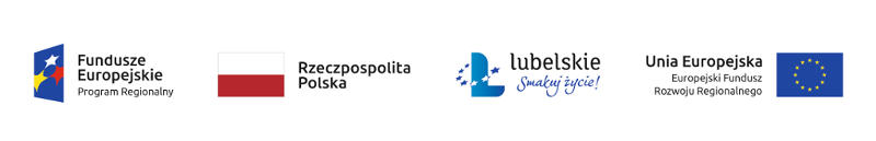 Logotypy: Fundusze Europejskie (PR), Rzeczpospolita Polska, Lubelskie Smakuj życie, Unia Europejska (EFRR)